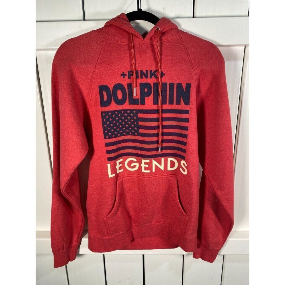 Pink Dolphin Legends Adult Hoodie U.S. Flag - Coral - Size Small